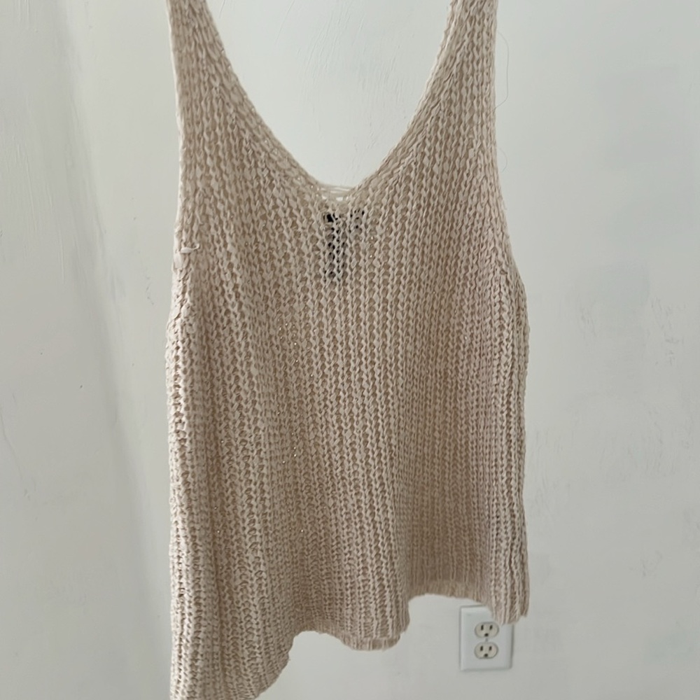 Moon & Madison Cream Ribbed Sleeveless Tank Top